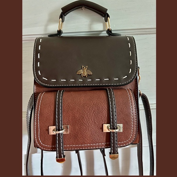 Handbags - Bee-themed fashion backpack, mini, leather